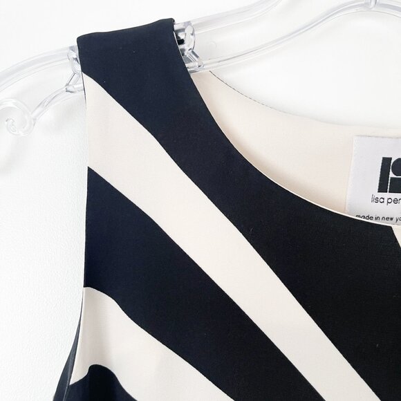 Lisa Perry Black and White Swirl Stripe Maxi Dress Gown Silk - Picture 8 of 16